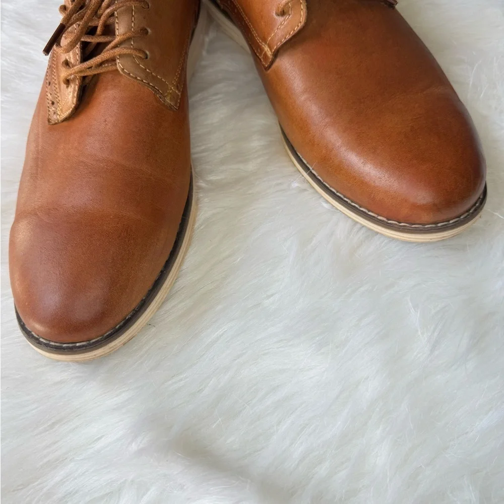 Vostey Tan Brown Leather‎ Oxfords Business Casual Dress Shoes for Men Size US9